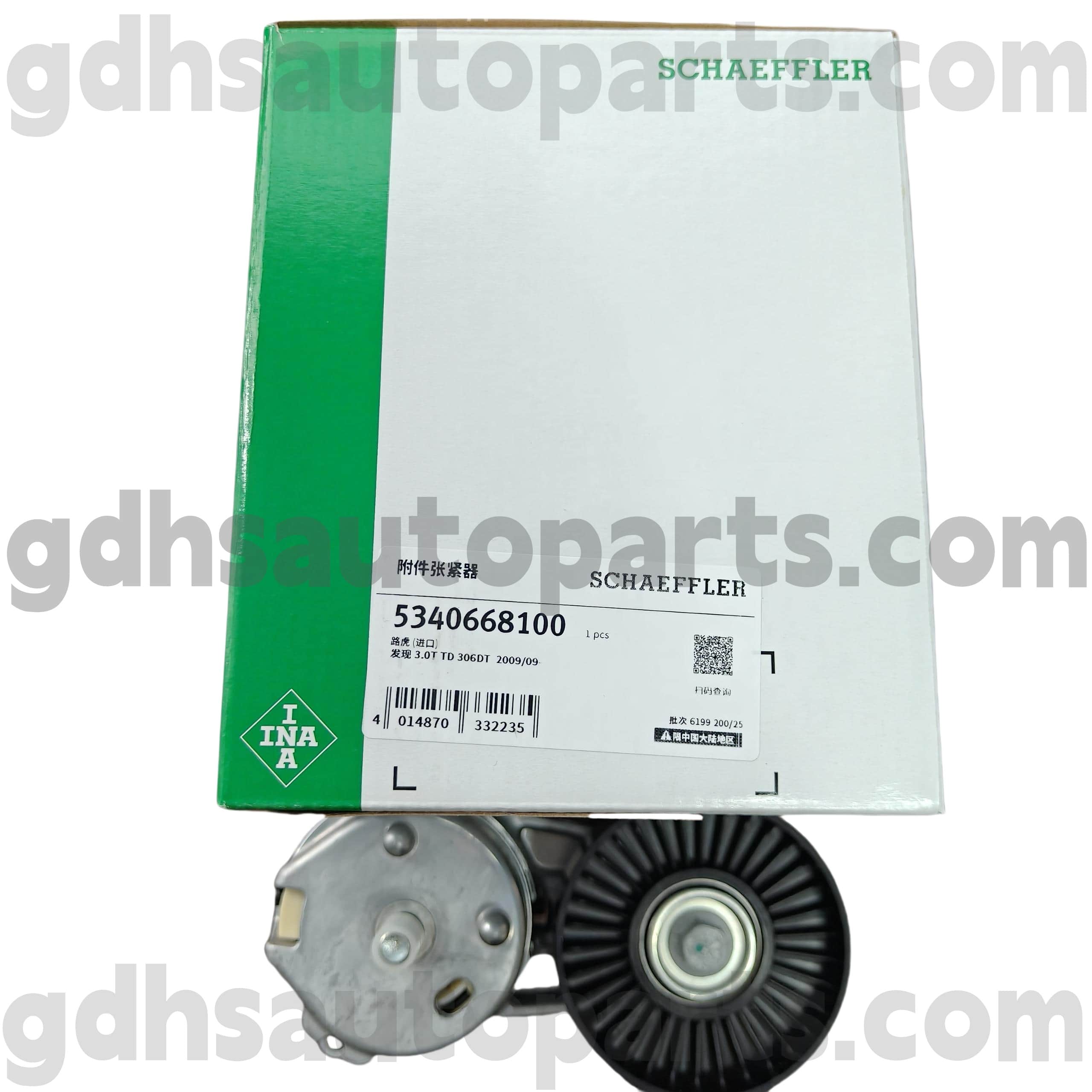 5340668100 Schaeffler Ina Tensioner Creasa Tiomána do Range Rover, Range Rover Sport, Land Rover Discovery 4 OE uimh. LR035493